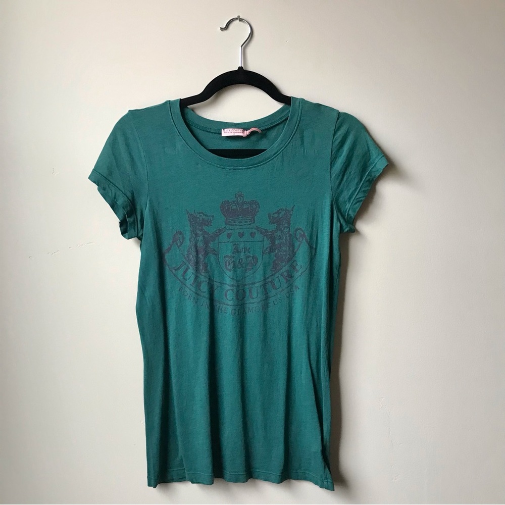 Juicy Couture Teal Logo Tee (Size M)
